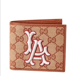 Authentic Gucci GG Supreme LA Canvas and Leather Wallet